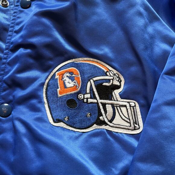 Vintage 1990s Denver Broncos NFL Chalk Line Satin Bomber Jacket Men’s Medium - Picture 6 of 6